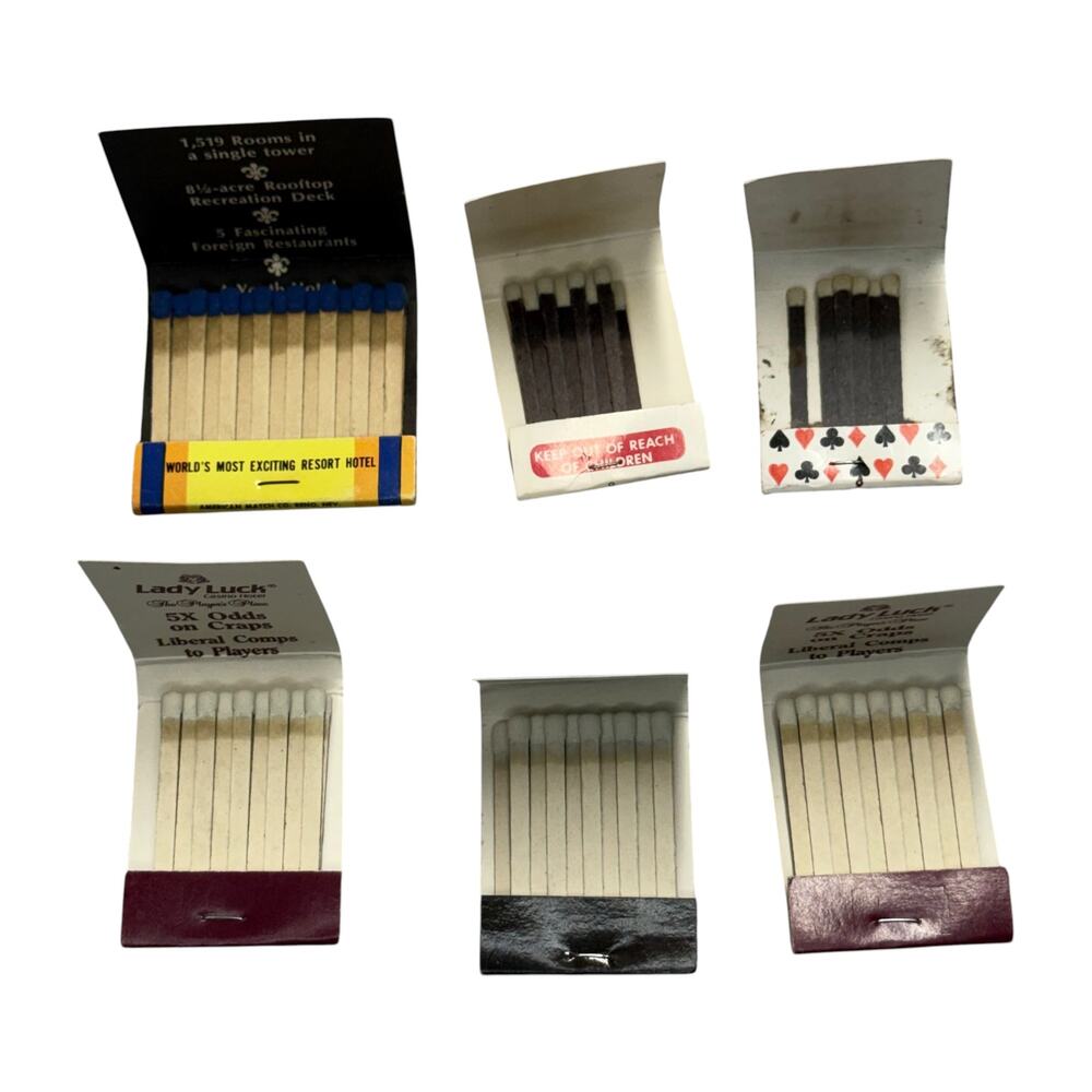Lot 6 Vintage Las Vegas Casino Matchbooks Hilton Lady Luck Golden Nugget - Picture 4 of 6